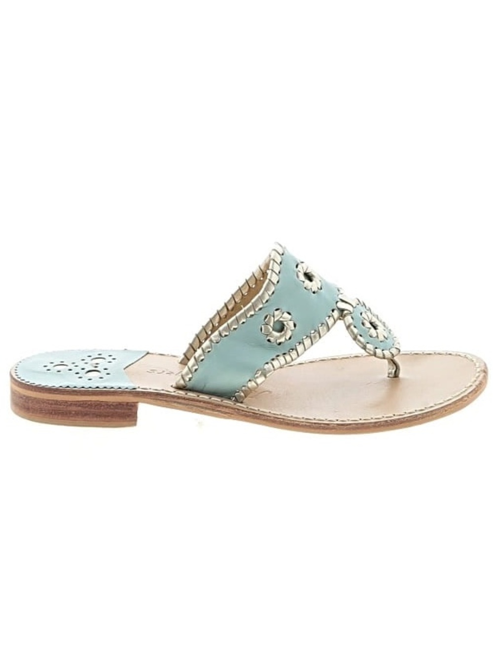 Jack Rogers Palm Beach Jack Sandal in Caribbean Blue and Platinum Size 6